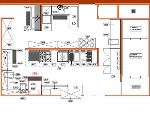 plano de cocina inoxidable